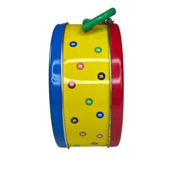 Vintage 1999 M&Ms Round Metal Lunchbox Tin Handle Blue Red - Picture 7 of 10